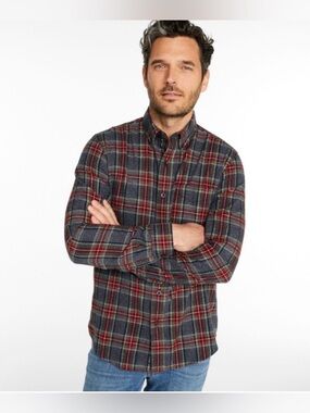 LL Bean Men's Scotch Plaid Flannel Shirt,